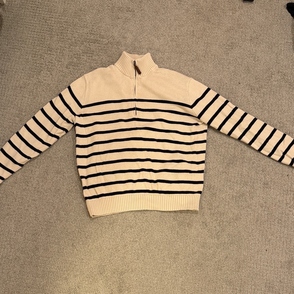 Brandy Melville Cream and Black Striped Sweater
